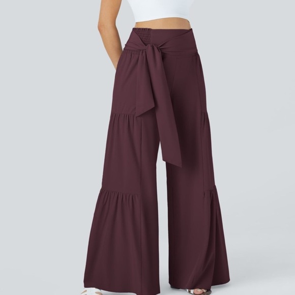 Halara breezeful flowy, wide leg pants in gorgeous burgundy color, medium, new - Picture 7 of 11
